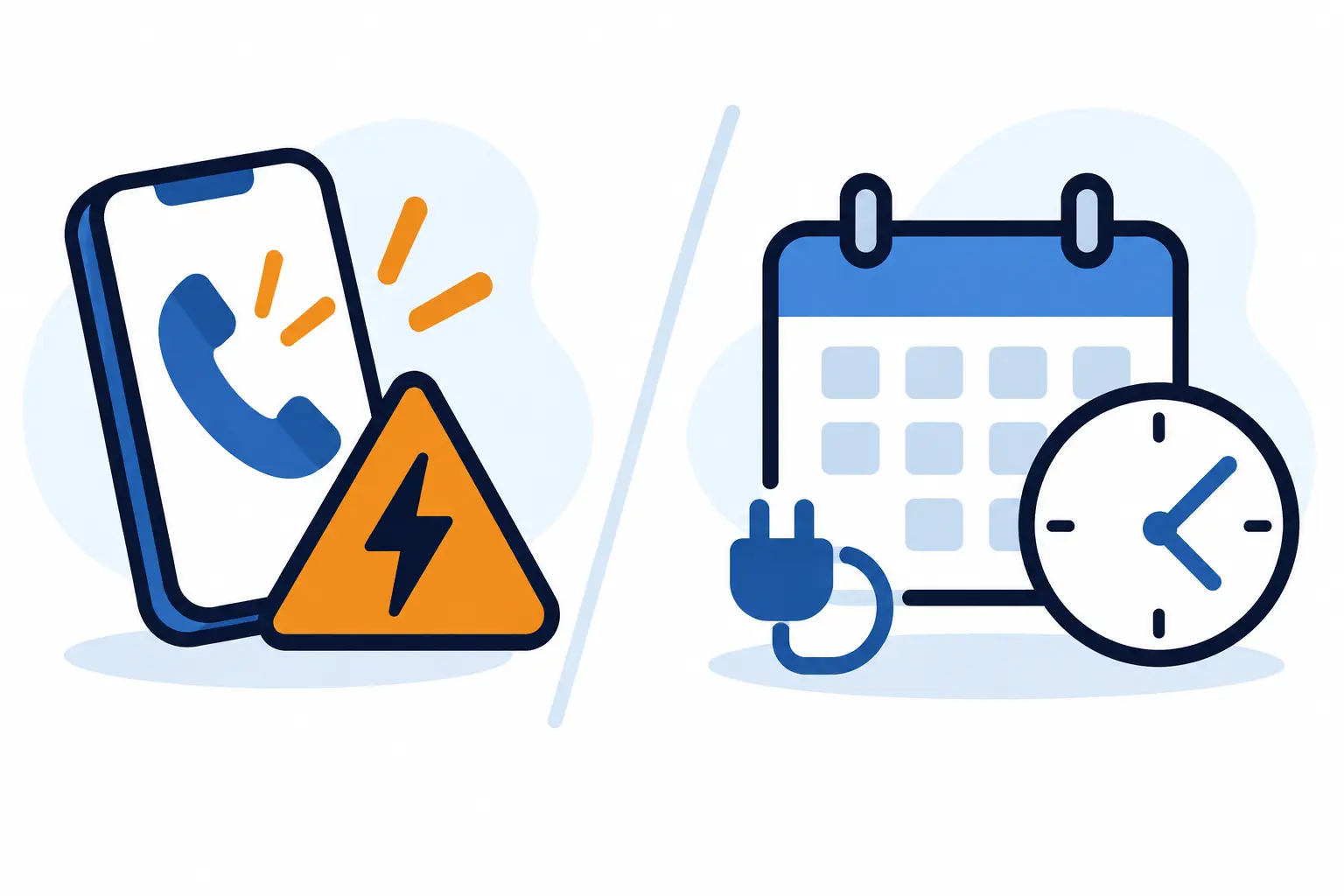 Illustration: dringendes Elektroproblem und geplanter Termin